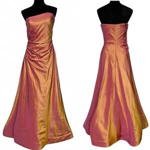 VGUC - Carmen Marc Valvo Sunset Ombre' Strapless Silk Beaded Gown